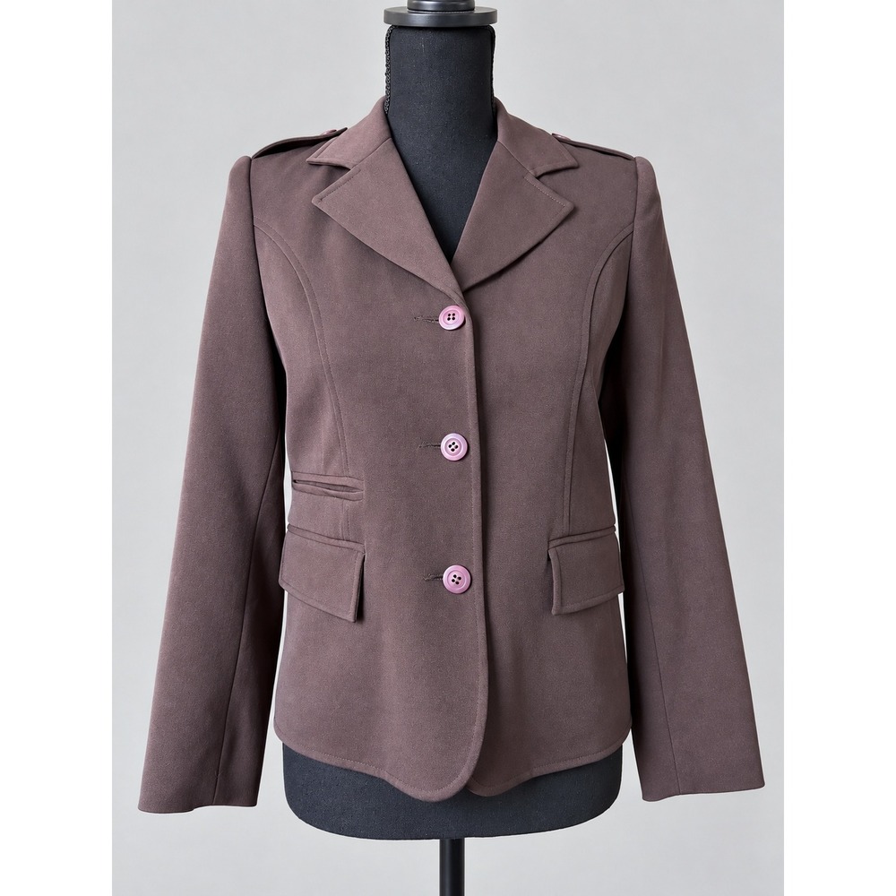 Pursuits Ltd Blazer Womens 4P Brown Excellent Vintage Y2K Stretch Career Jacket